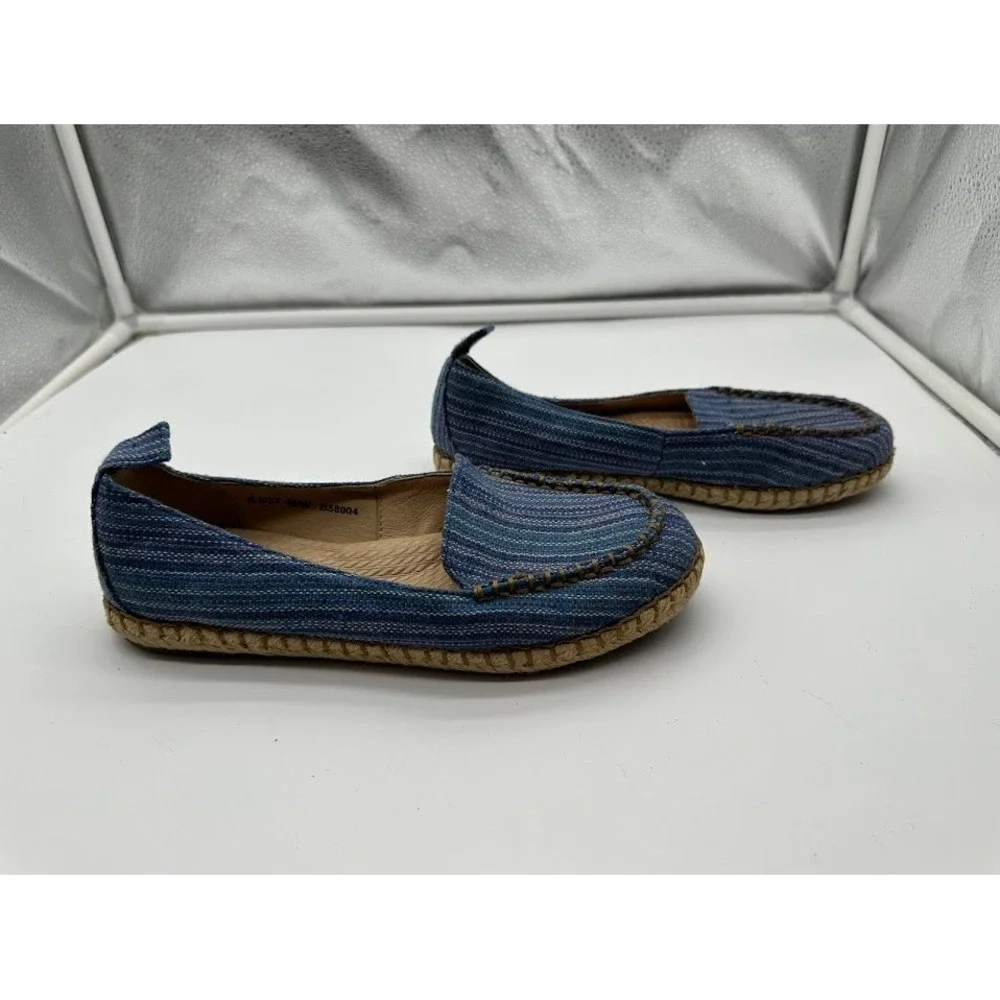 Born Blue Striped Woven Espadrille Flats Womens 6.5 B58004 Handcrafted Slip On